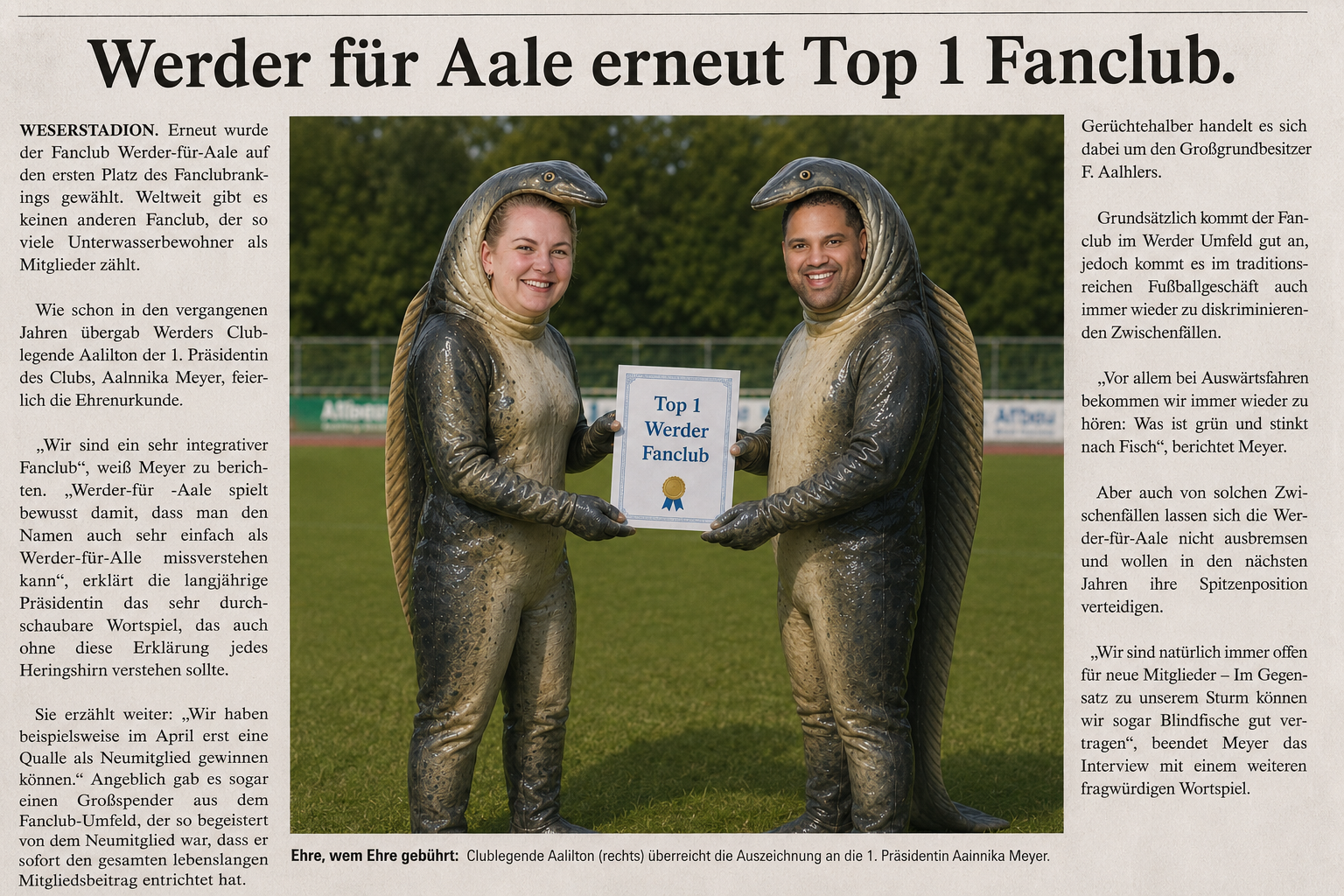 Presseartikel: Werder für Aale erneut Top 1 Fanclub